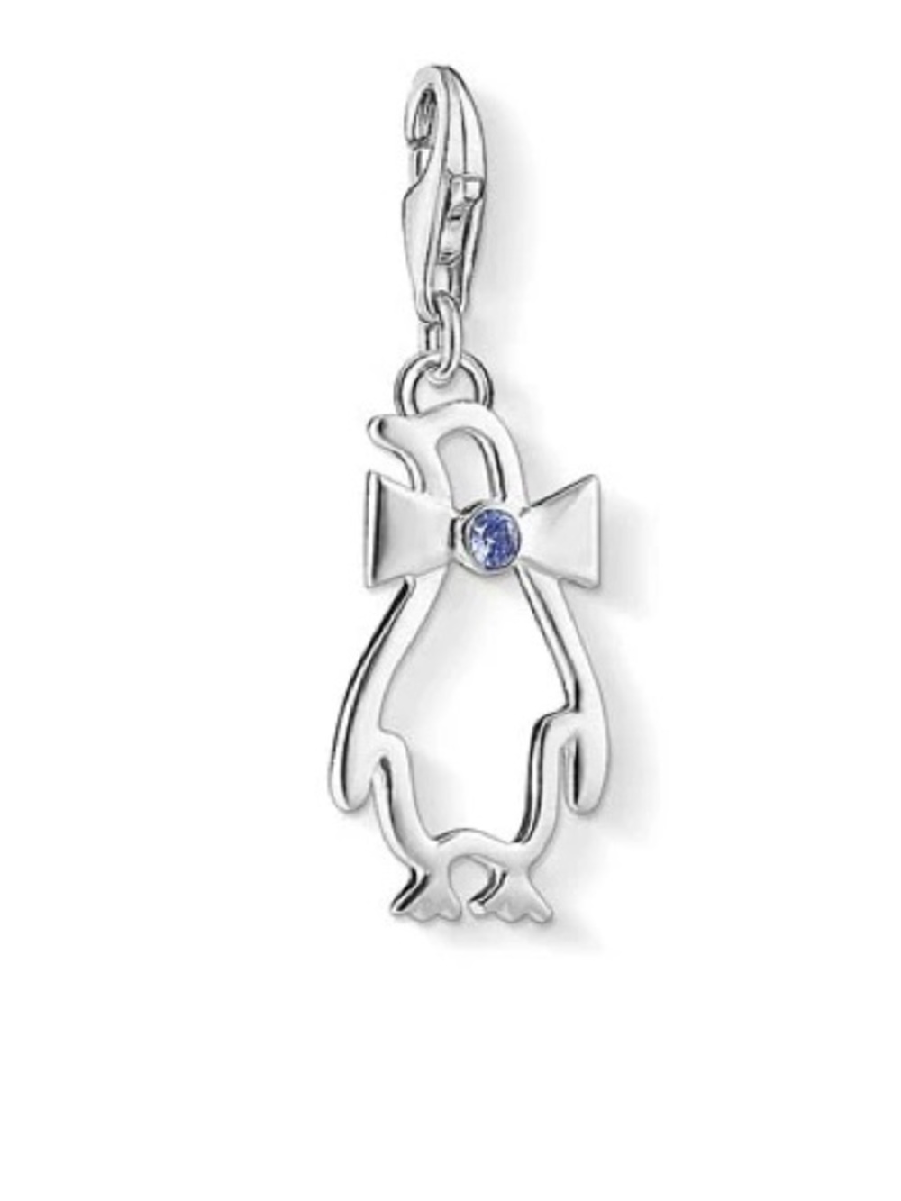 Thomas Sabo Silver Penguin Bow Charm with Blue Stone